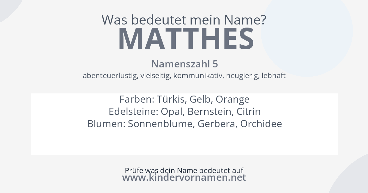 Was bedeutet der Name Matthes?