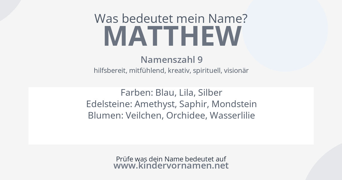 Was bedeutet der Name Matthew?