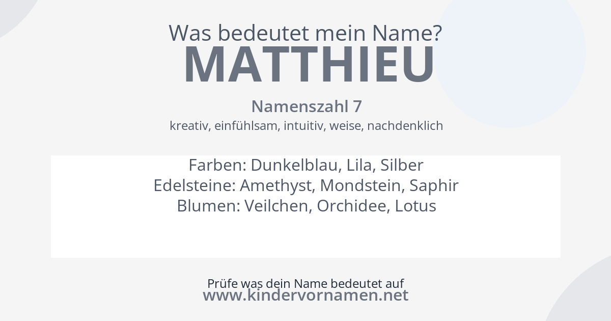 Was bedeutet der Name Matthieu?