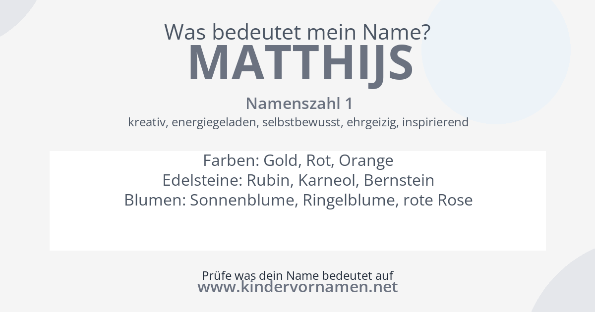 Was bedeutet der Name Matthijs?