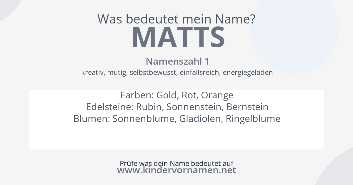 Was bedeutet der Name Matts?