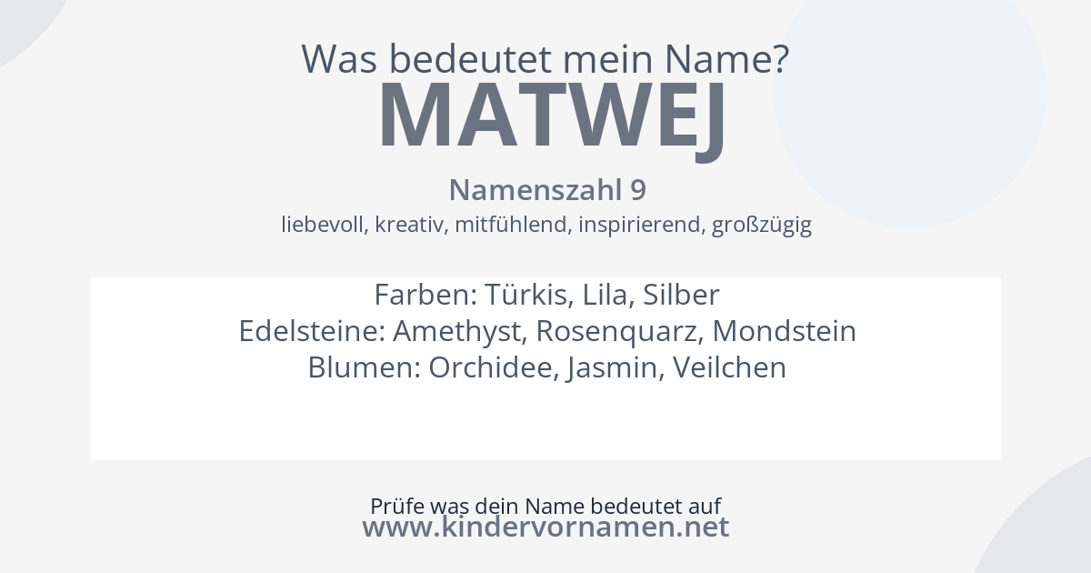 Was bedeutet der Name Matwej?
