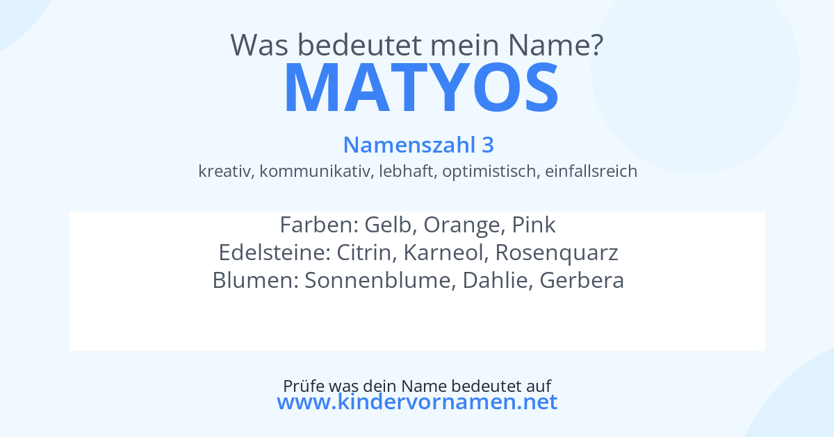 Was bedeutet der Name Matyos?