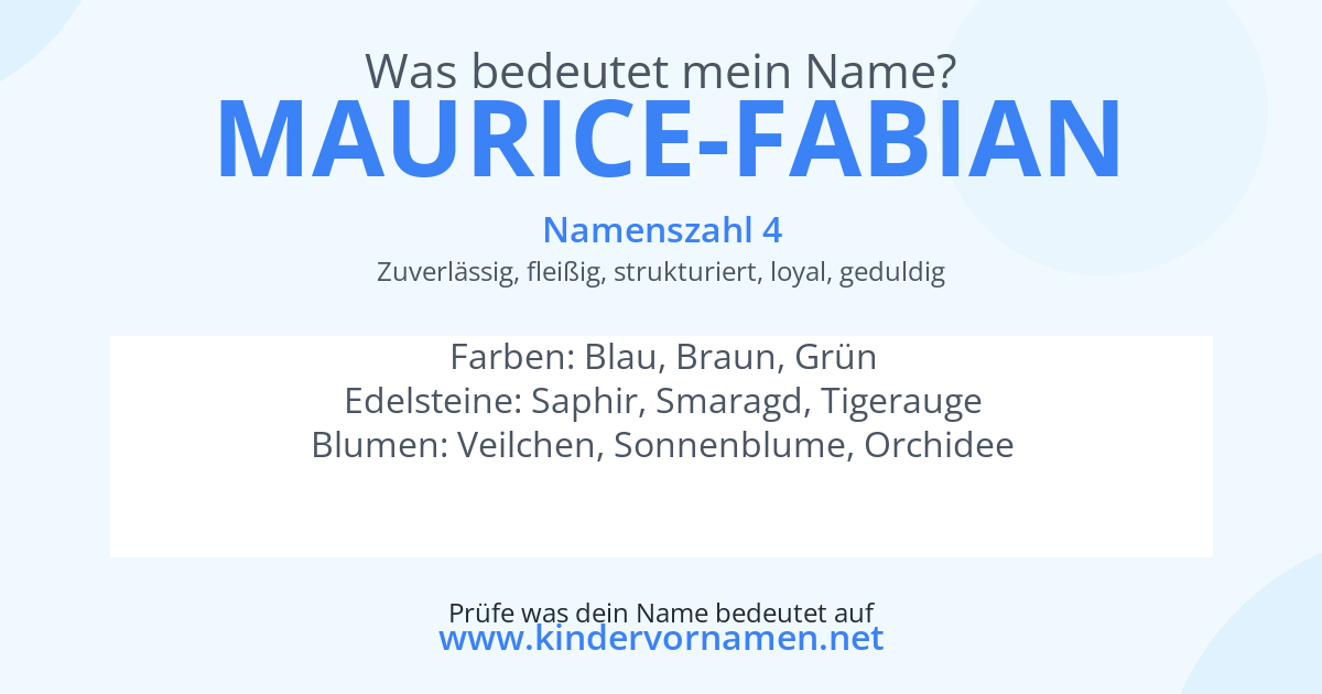 Was bedeutet der Name Maurice-Fabian?