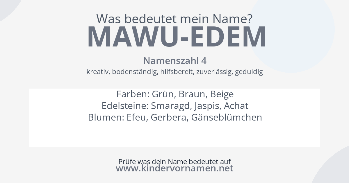 Was bedeutet der Name Mawu-Edem?