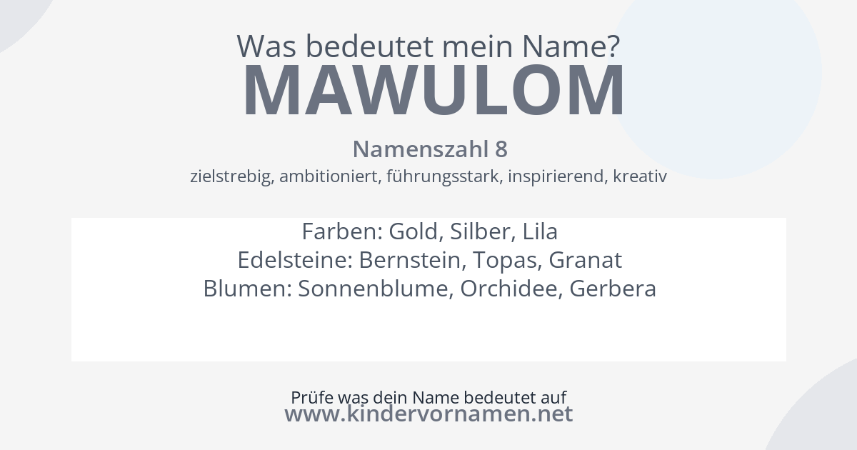 Was bedeutet der Name Mawulom?