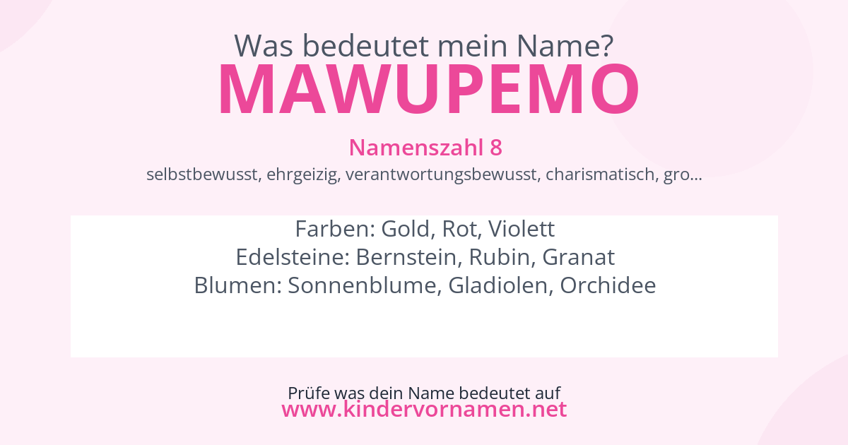 Was bedeutet der Name Mawupemo?