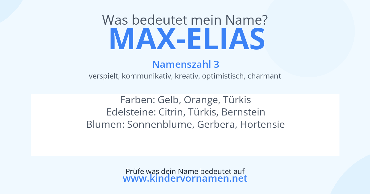 Was bedeutet der Name Max-Elias?