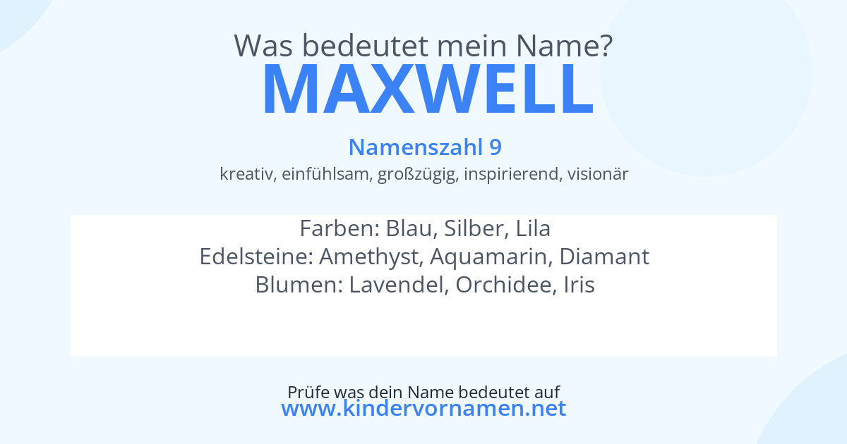 Was bedeutet der Name Maxwell?