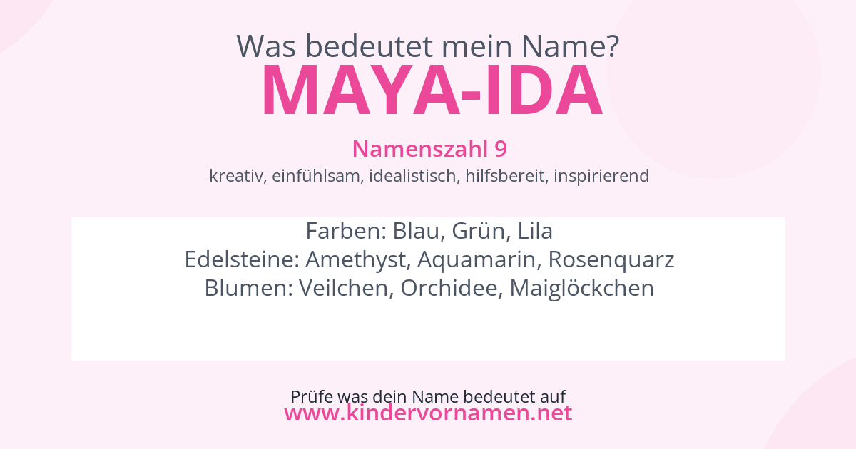 Was bedeutet der Name Maya-Ida?