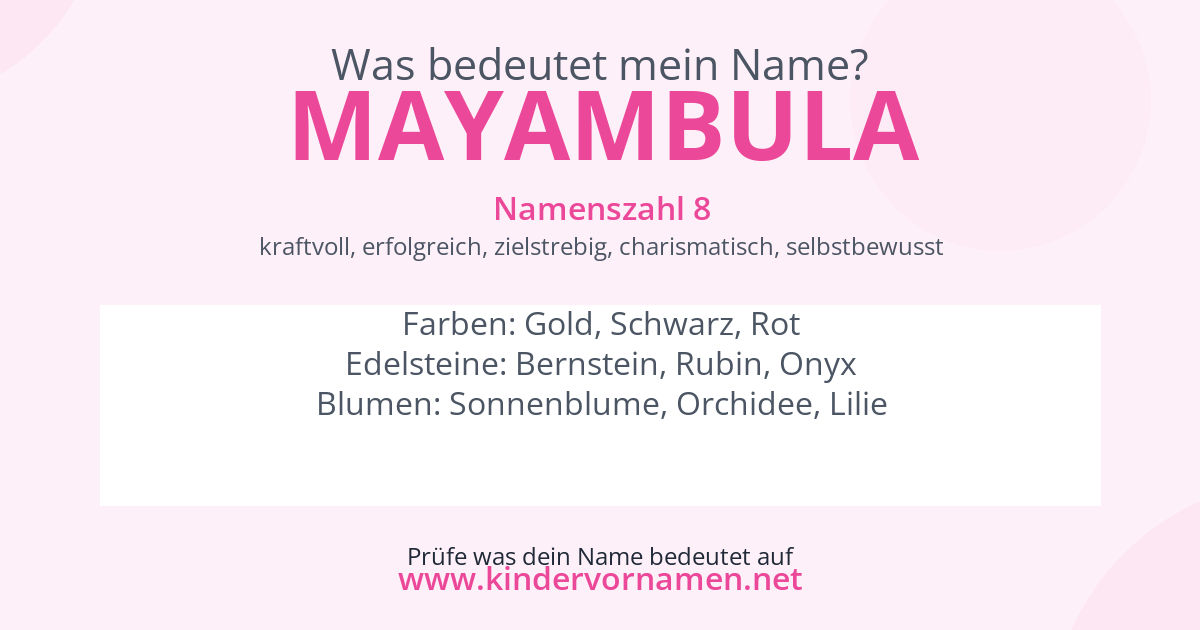 Was bedeutet der Name Mayambula?