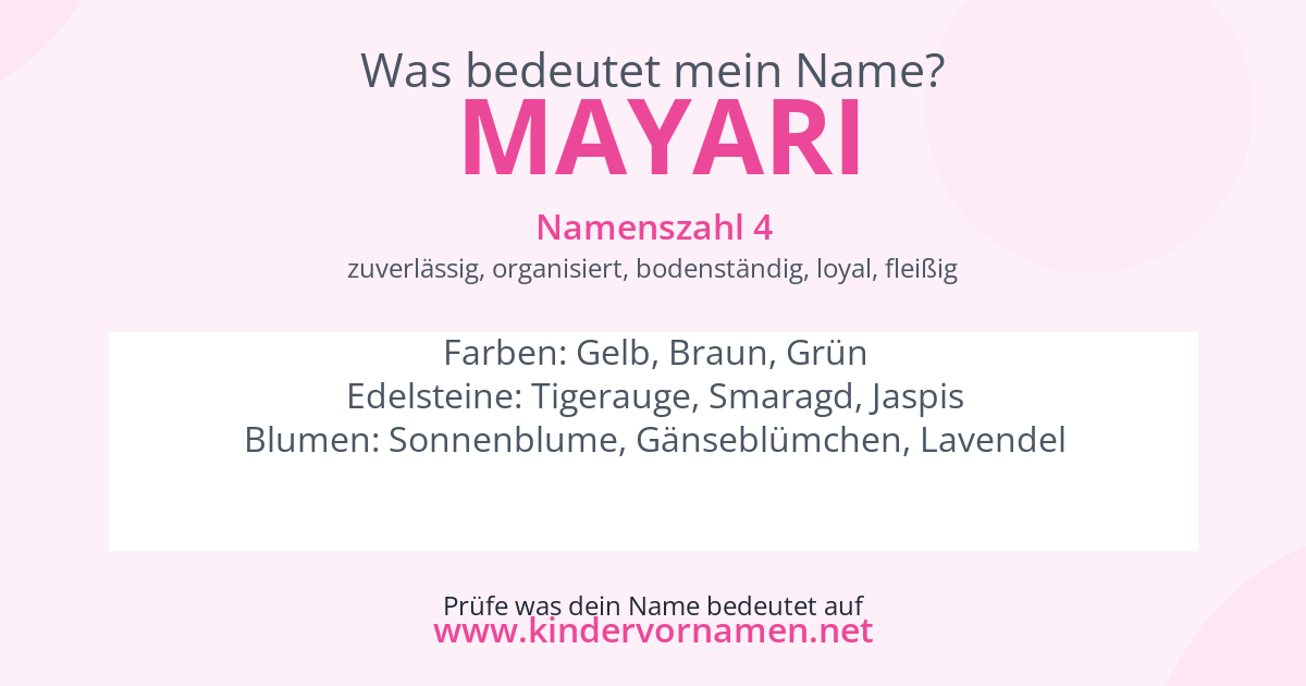 Was bedeutet der Name Mayari?