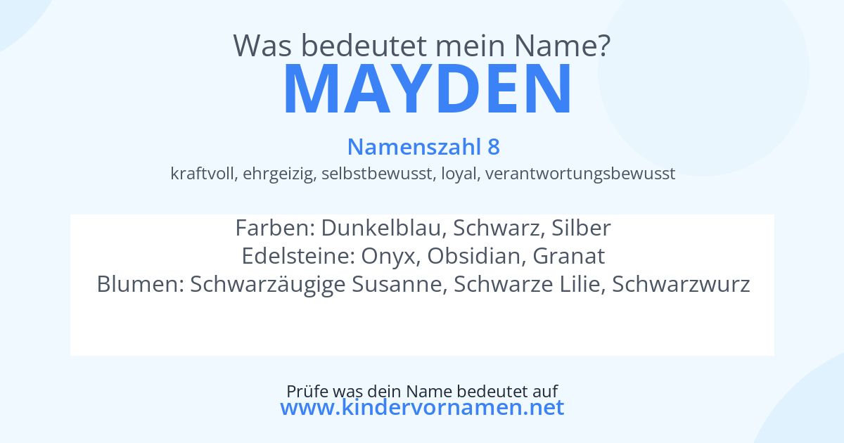 Was bedeutet der Name Mayden?