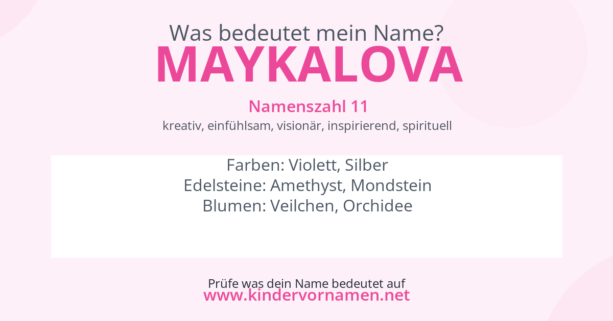 Was bedeutet der Name Maykalova?