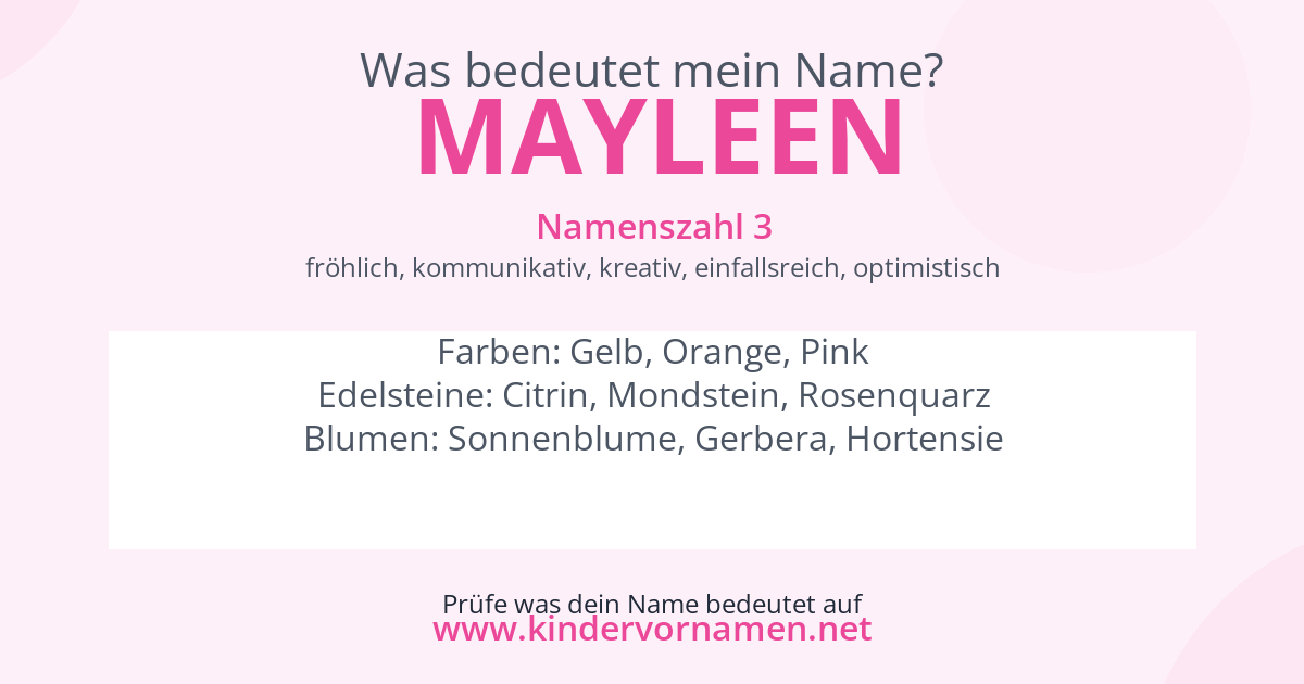 Was bedeutet der Name Mayleen?