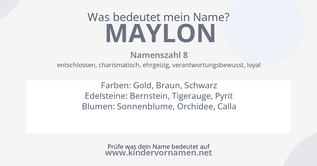 Was bedeutet der Name Maylon?