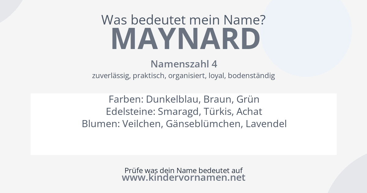 Was bedeutet der Name Maynard?