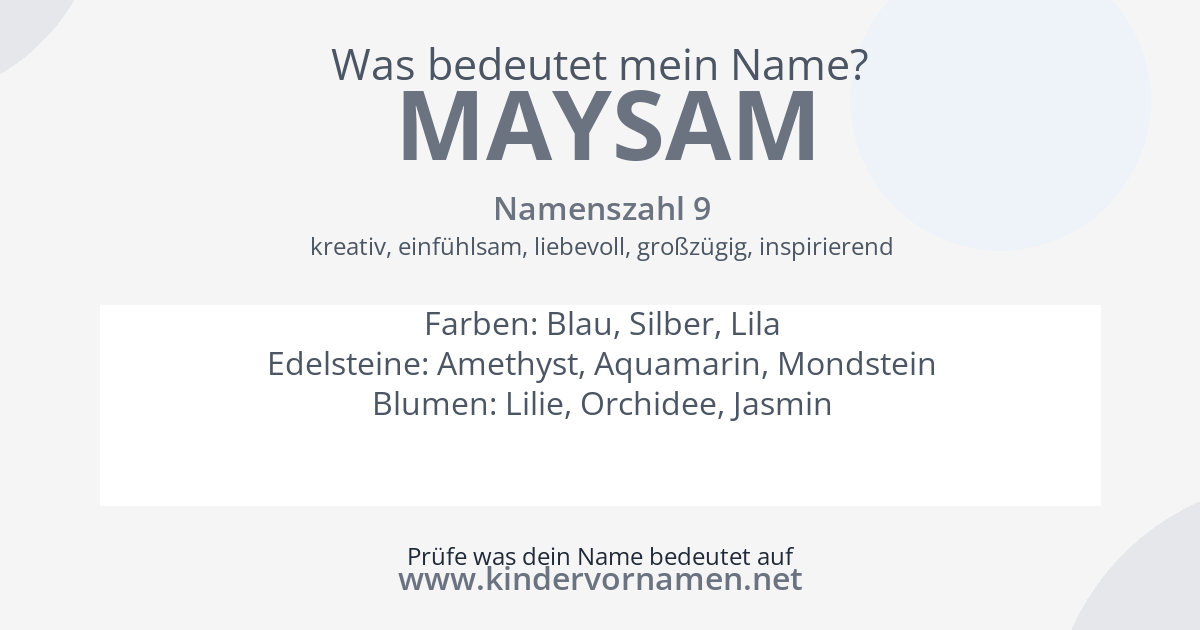 Was bedeutet der Name Maysam?