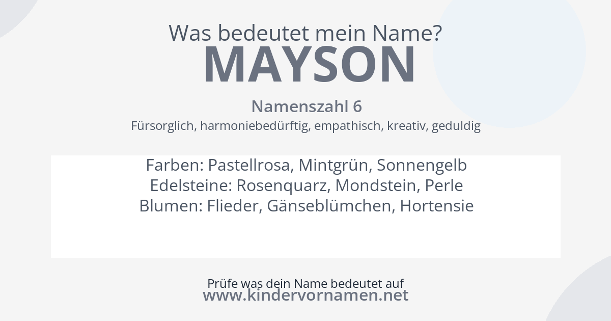 Was bedeutet der Name Mayson?
