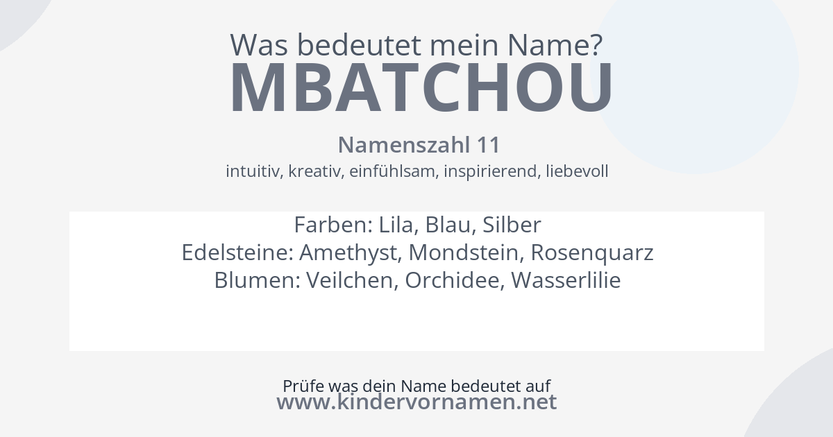 Was bedeutet der Name Mbatchou?