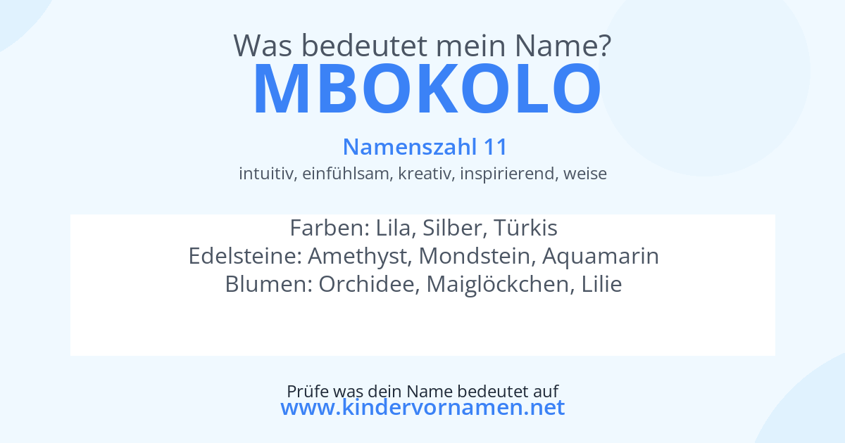 Was bedeutet der Name Mbokolo?