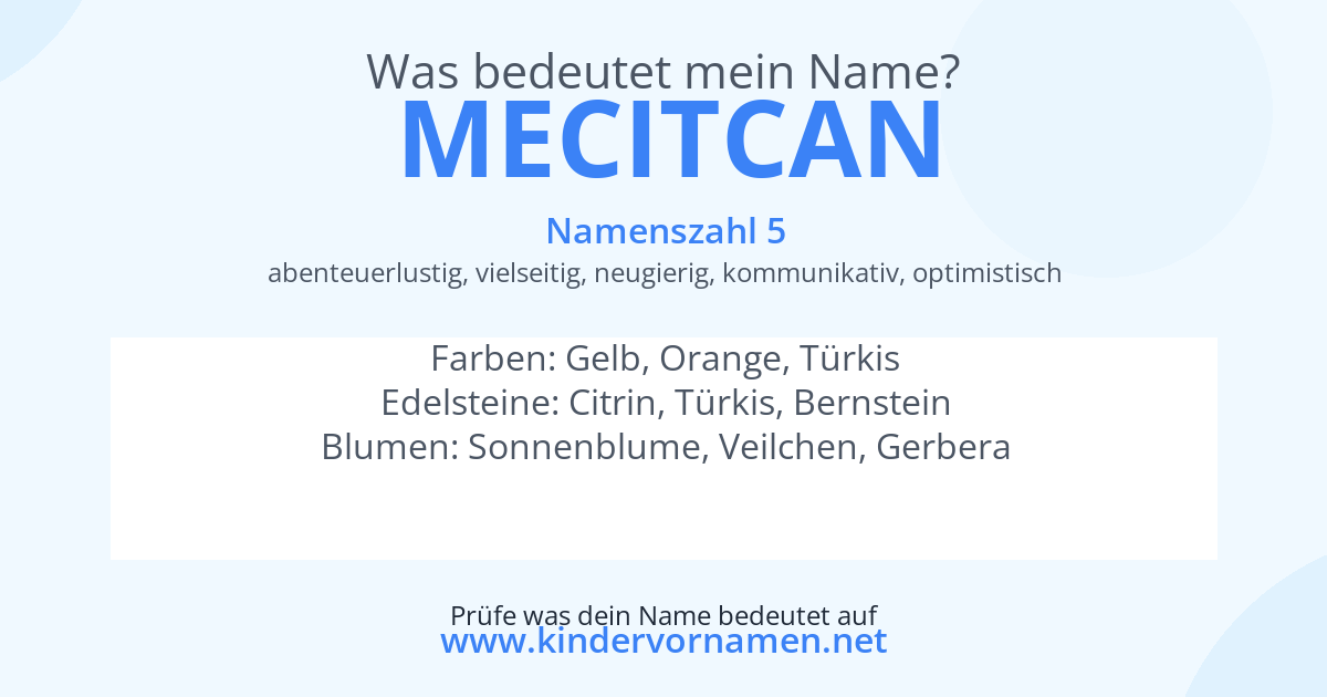 Was bedeutet der Name Mecitcan?