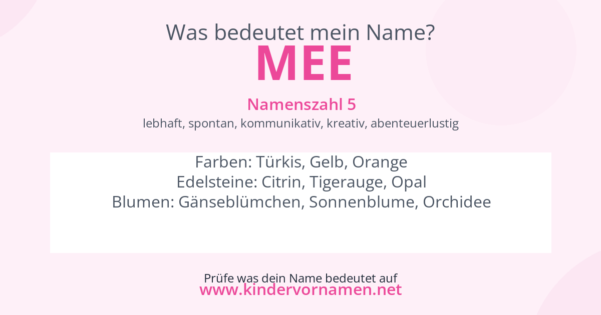 Was bedeutet der Name Mee?