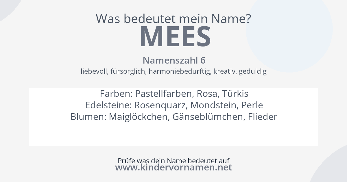 Was bedeutet der Name Mees?