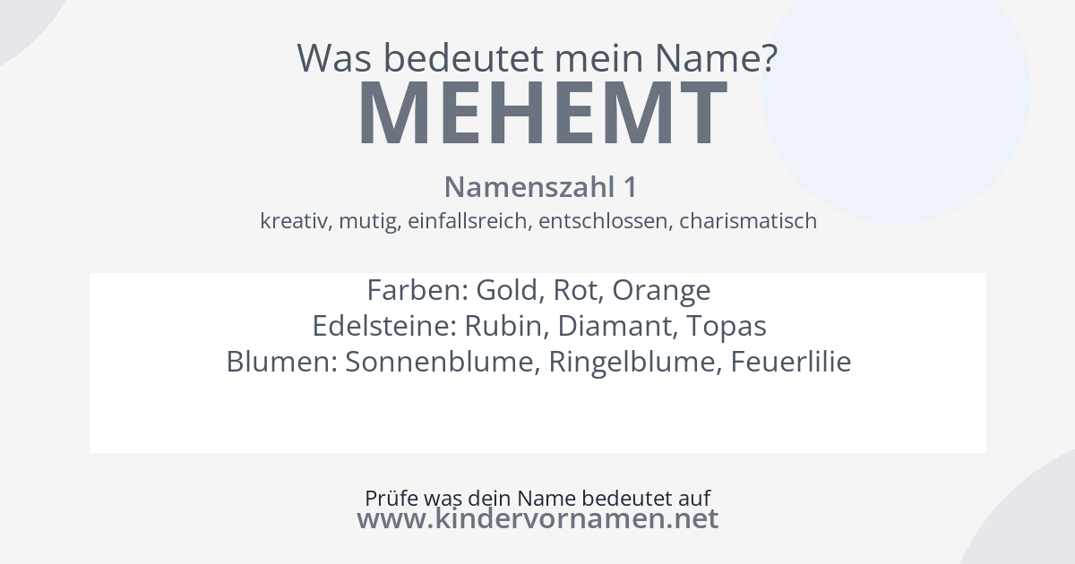 Was bedeutet der Name Mehemt?