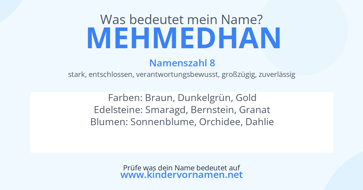 Was bedeutet der Name Mehmedhan?