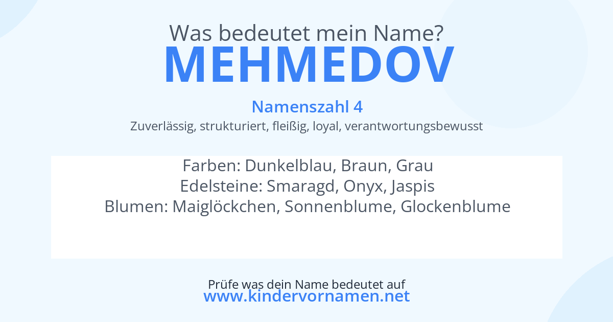 Was bedeutet der Name Mehmedov?