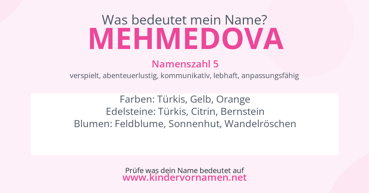 Was bedeutet der Name Mehmedova?