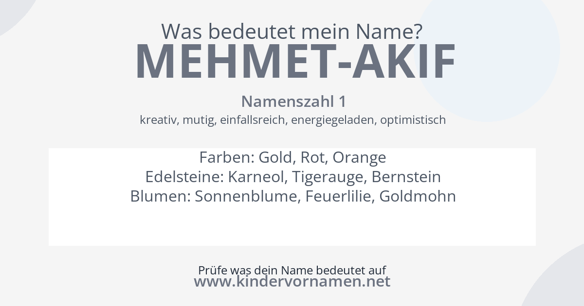 Was bedeutet der Name Mehmet-Akif?