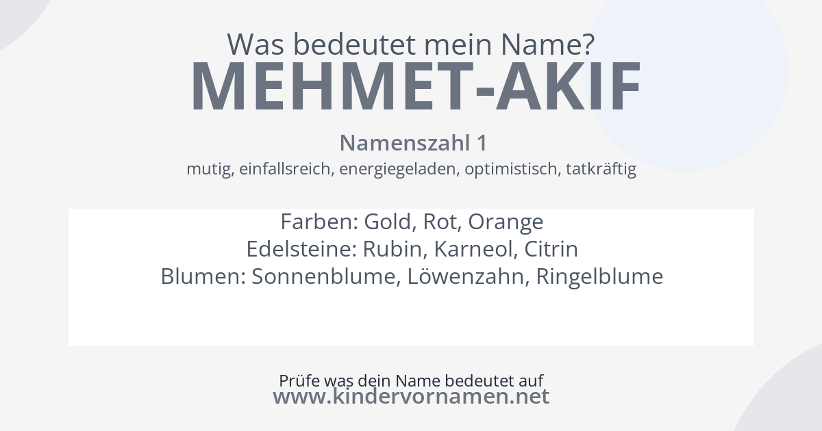 Was bedeutet der Name Mehmet-Akif?