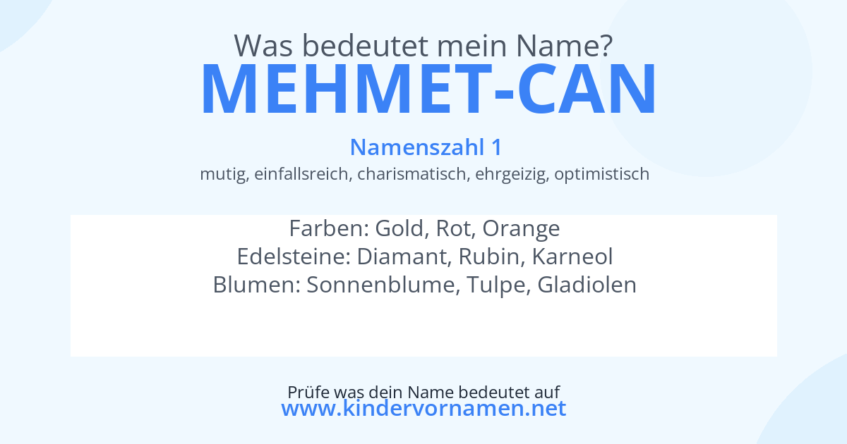 Was bedeutet der Name Mehmet-Can?