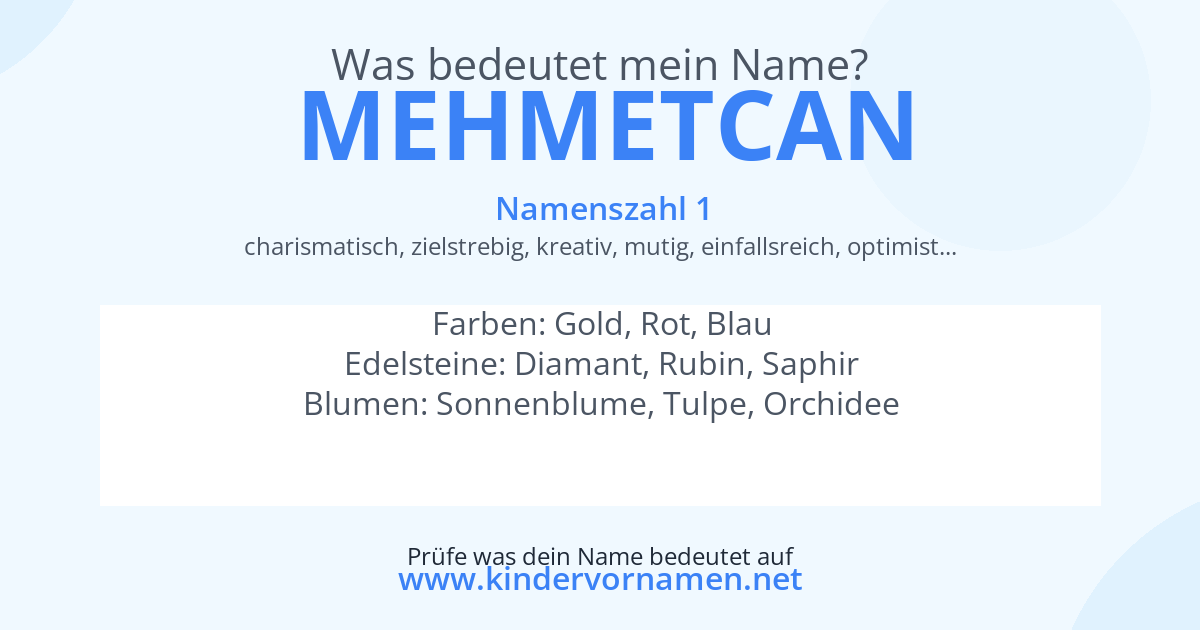 Was bedeutet der Name Mehmetcan?