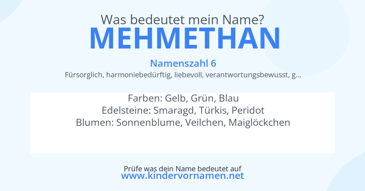 Was bedeutet der Name Mehmethan?