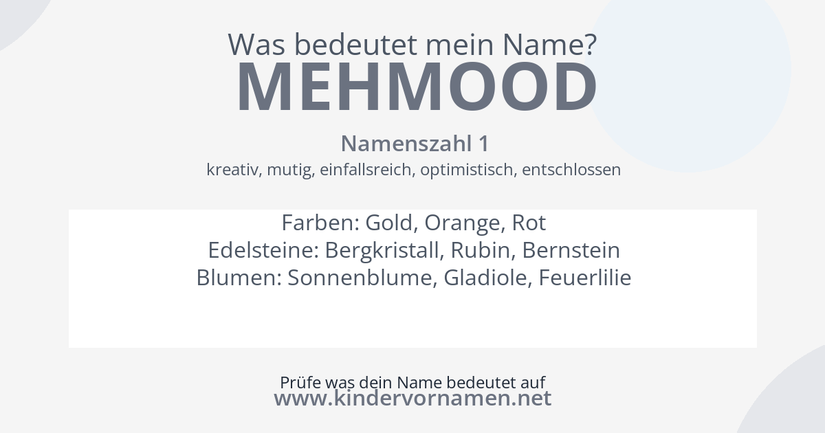 Was bedeutet der Name Mehmood?