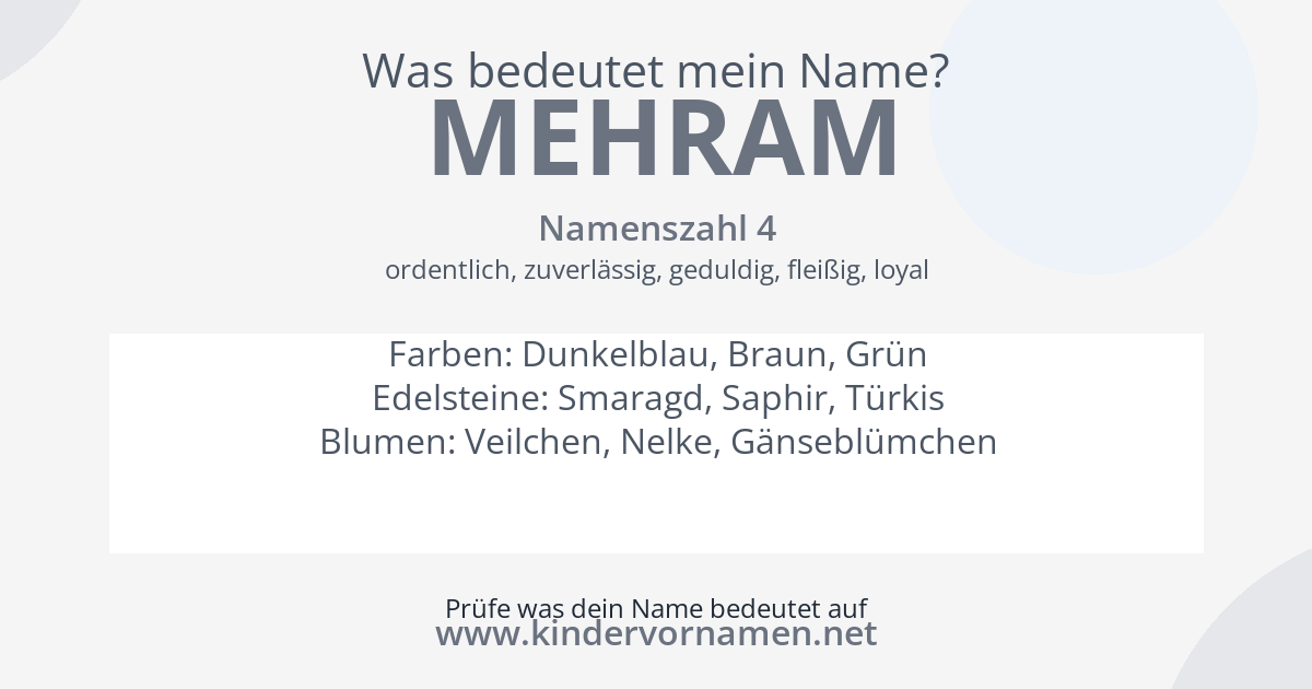 Was bedeutet der Name Mehram?