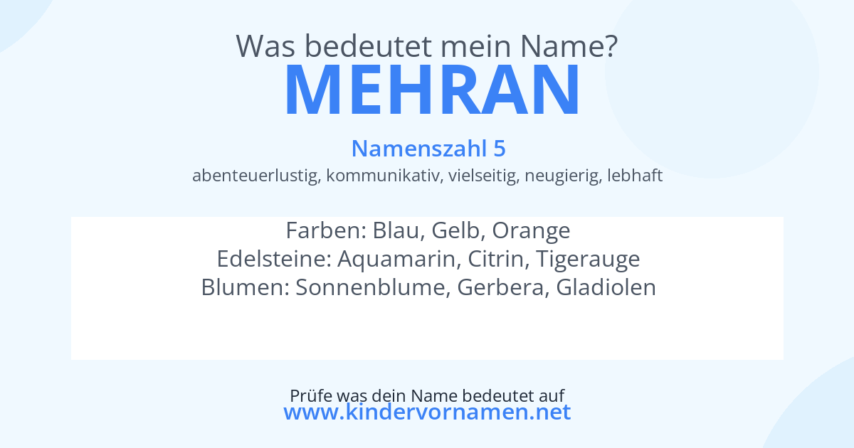 Was bedeutet der Name Mehran?