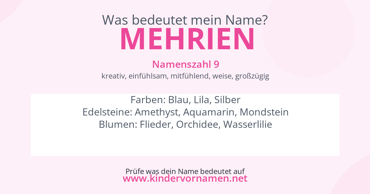 Was bedeutet der Name Mehrien?