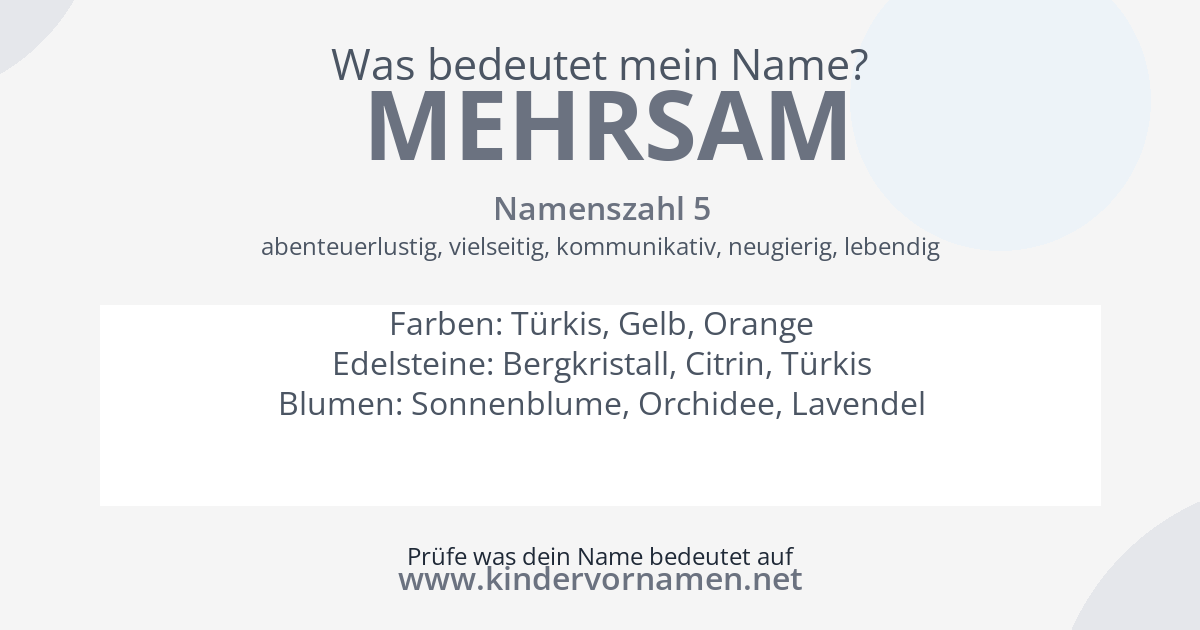 Was bedeutet der Name Mehrsam?