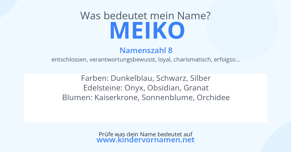 Was bedeutet der Name Meiko?