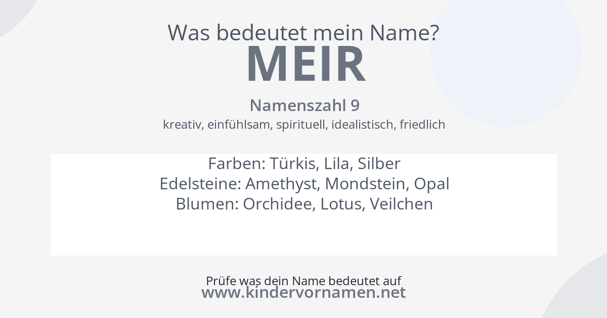 Was bedeutet der Name Meir?