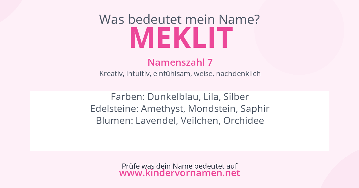 Was bedeutet der Name Meklit?
