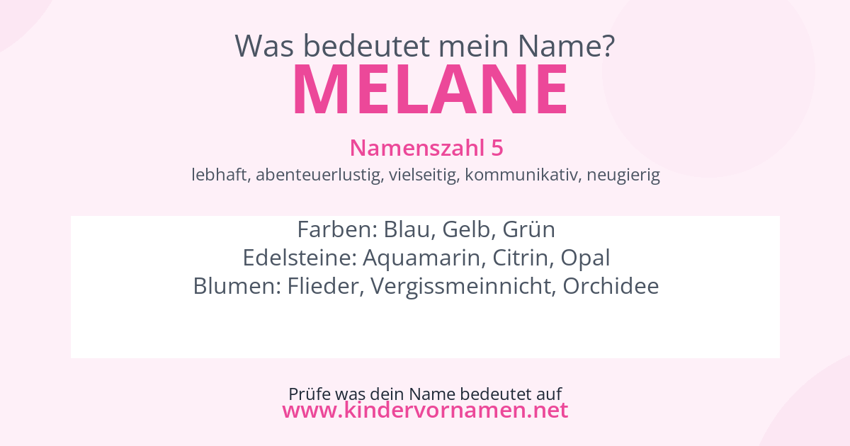 Was bedeutet der Name Melane?