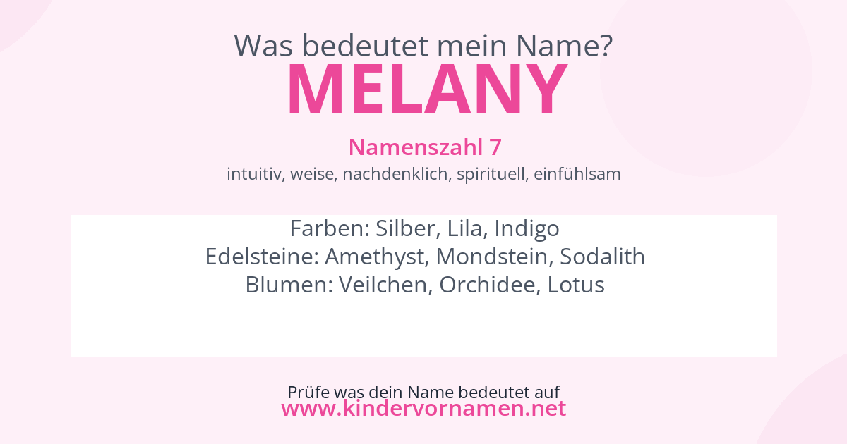 Was bedeutet der Name Melany?