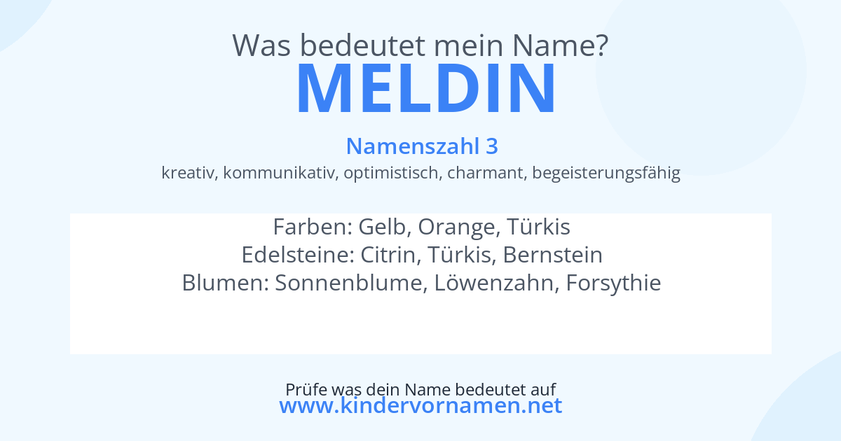 Was bedeutet der Name Meldin?
