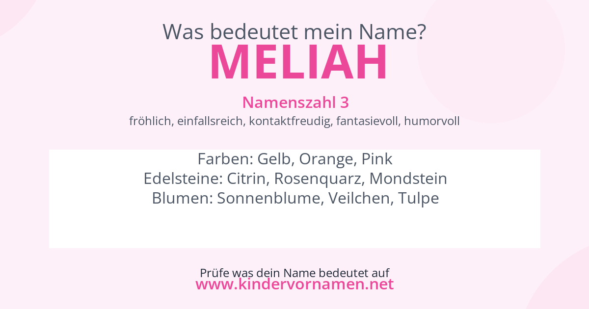 Was bedeutet der Name Meliah?