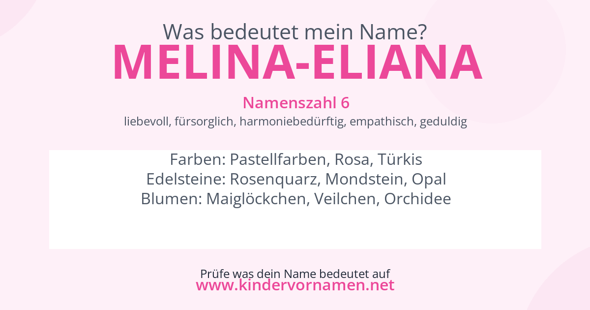 Was bedeutet der Name Melina-Eliana?